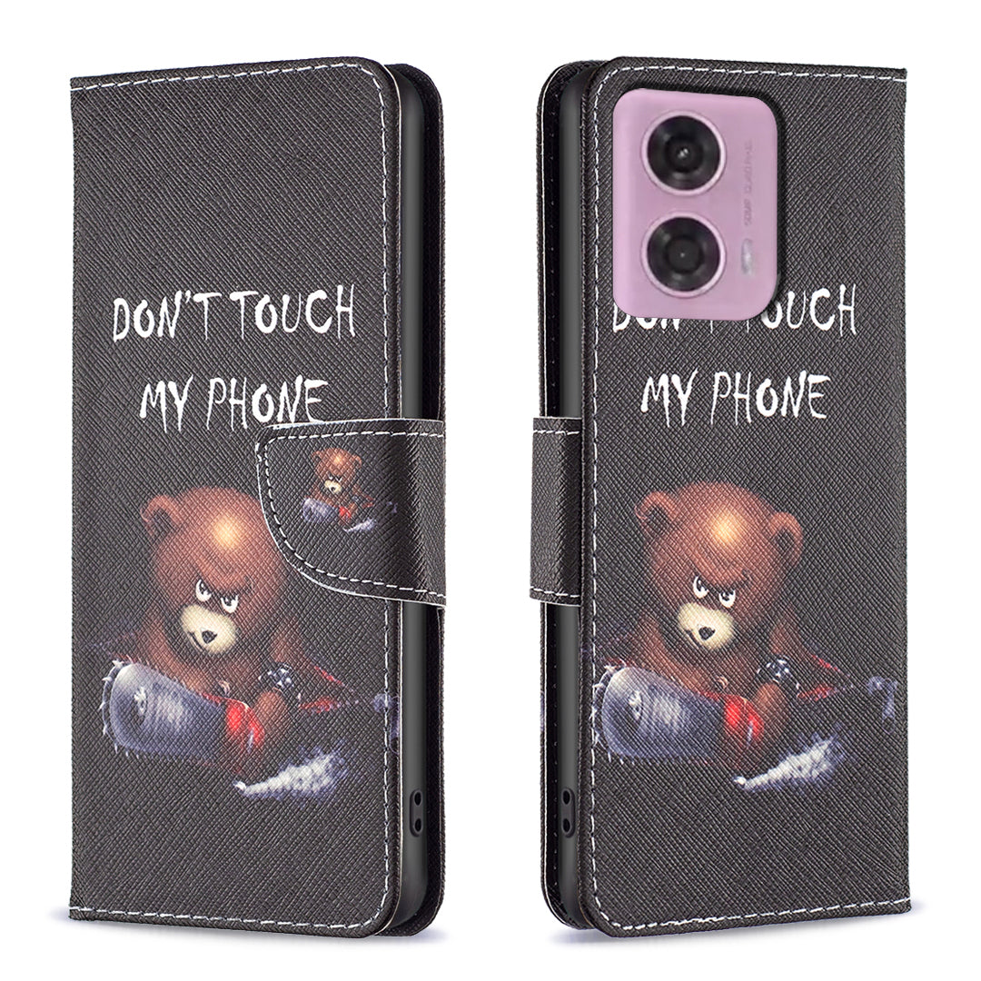 For Motorola Moto G34 5G Flip Leather Wallet Case Card Holder Pattern Phone Cover - Bear For Motorola Moto G34 5G Flip Leather Wallet Case Card Holder Pattern Phone Cover - Bear
